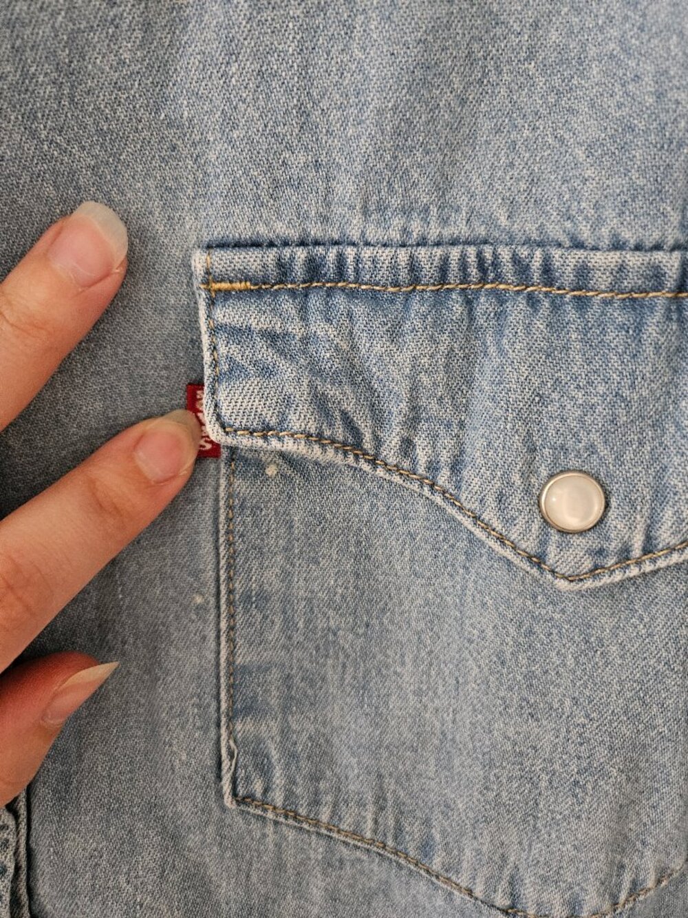 Levi light blue Denim Western Long Sleeve Shirt - Picture 5 of 10